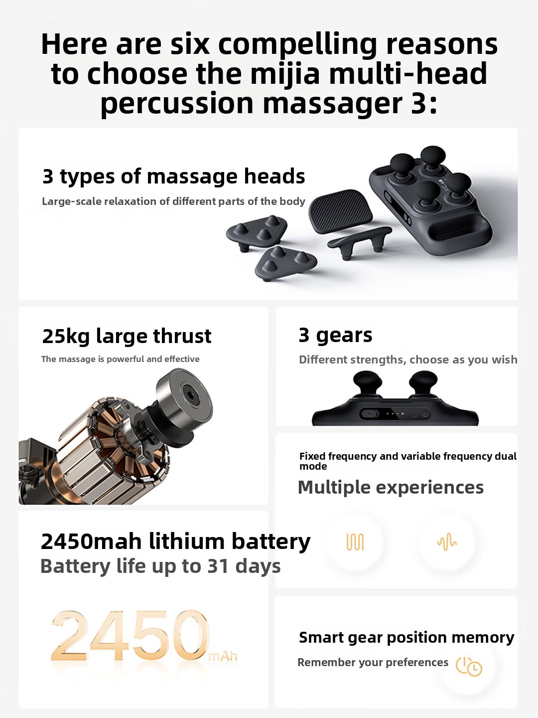 Mijia Multi‑Head Massage Gun 3 - Health Wellness Fitness ulasan dan harga