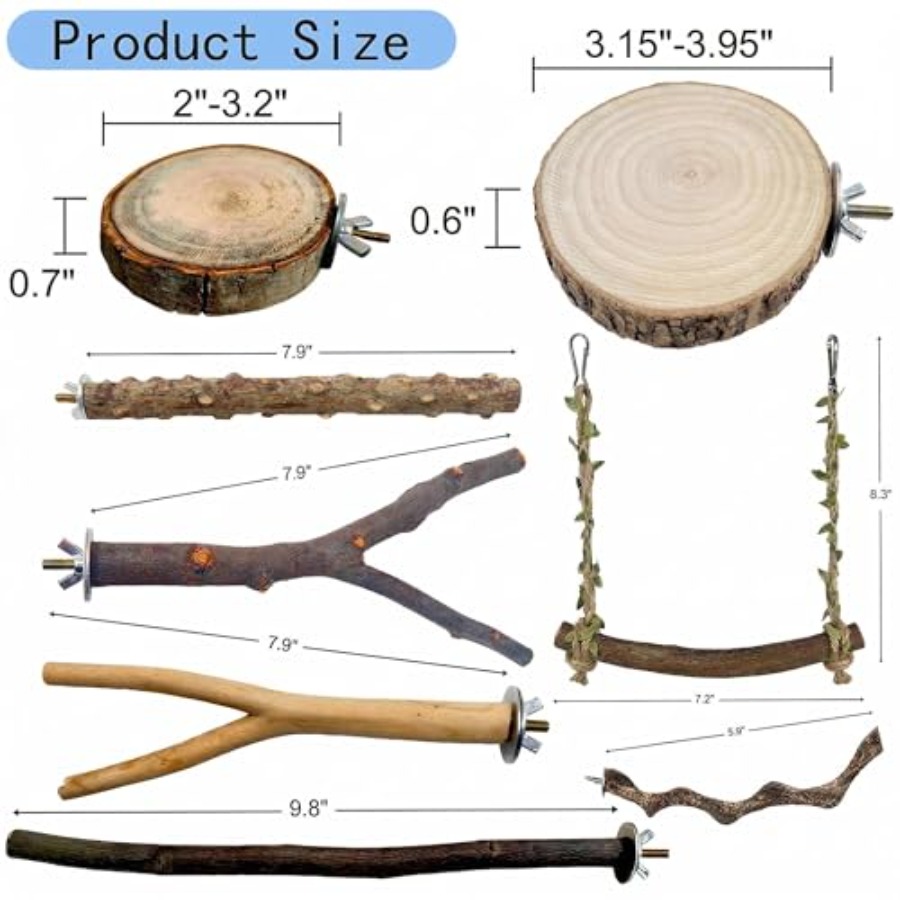 8PCS natural wood bird perches - Health & Wellness Retailers ulasan dan harga